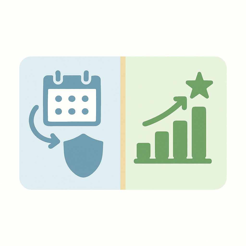 つみたて投資枠(定額・長期積立向け)と成長投資枠(幅広い商品・一括購入も可)の2つの投資枠を左右に並べて比較したイラスト