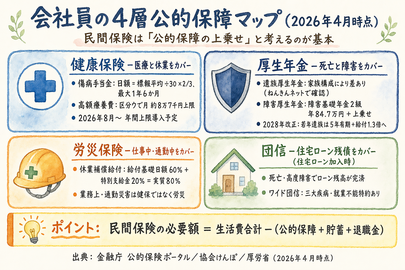 図解1: 会社員の公的保障マップ