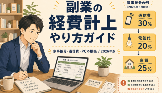 副業の経費計上やり方｜家事按分・通信費・PC按分の根拠【2026年版】