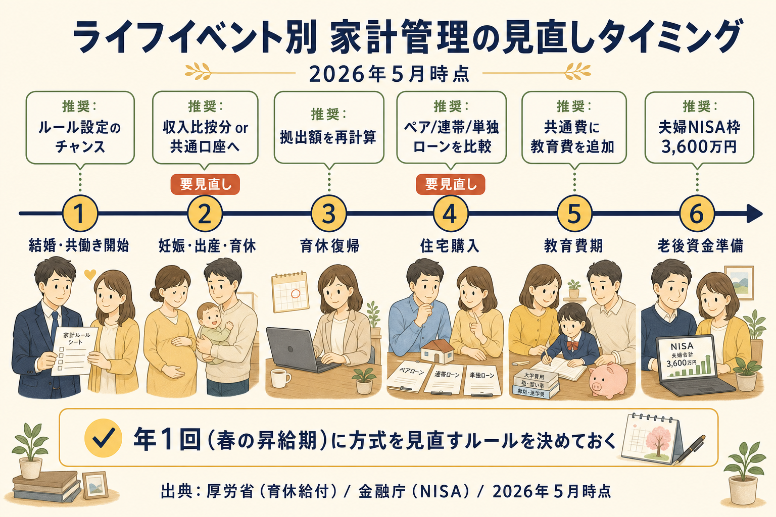 ライフイベント別の家計管理見直しタイムライン
