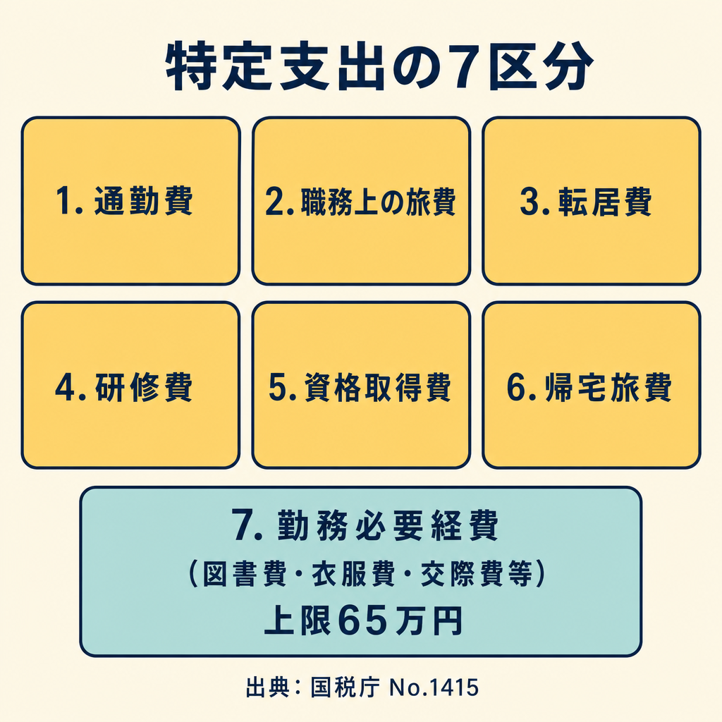 特定支出控除の対象となる7区分の分類図