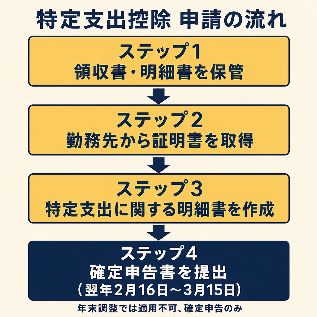特定支出控除を申請するまでの手順フロー図
