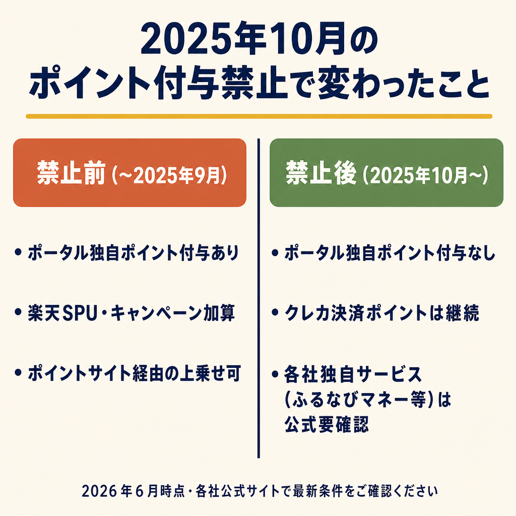 2025年10月ポイント付与禁止前後の変化イメージ図