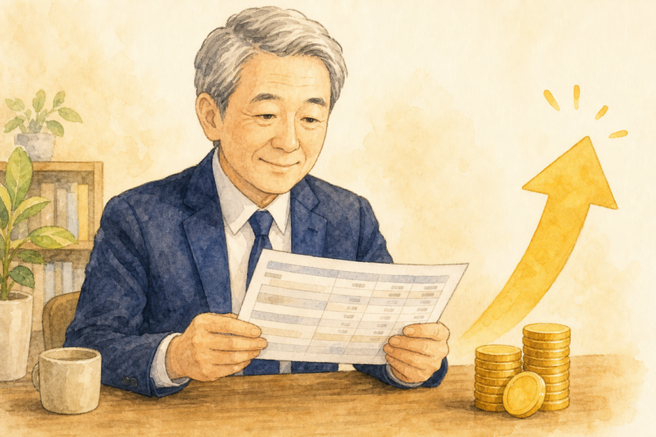 高年齢雇用継続給付の解説 60歳以降の賃金低下を補う給付金のイメージイラスト