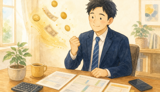 会社員が還付申告で5年分の払い過ぎ税金を取り戻す手順を解説するイメージ